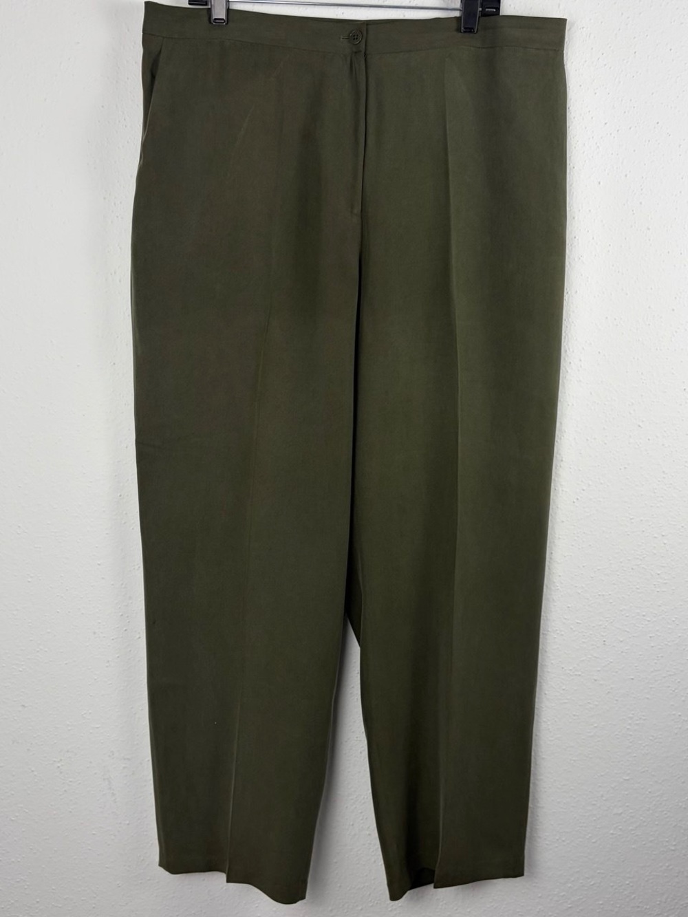 Lauren Ralph Lauren Womens 100% Silk Wide Leg Dress Pants Olive Green Size 18W